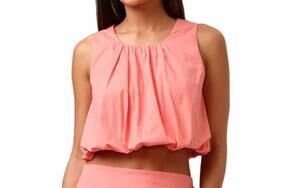 NEW SHORE tara cropped tank top in coral